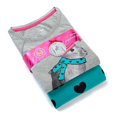 Juniors' SO® Pajamas: Printed Microfleece Pajama Gift Set