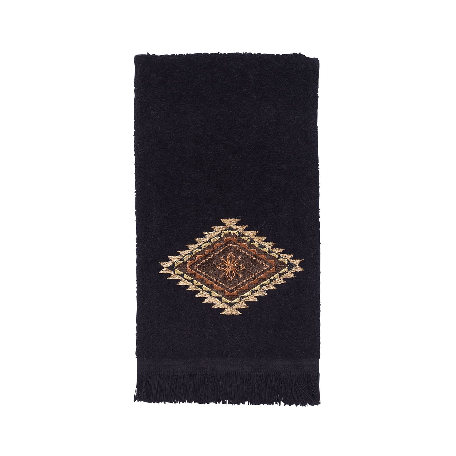 Avanti Linens Mojave 3-Piece Towel Set – Black, Embroidered Aztec Design, 100% Cotton - View #6