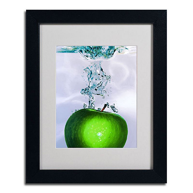 14 x 11 Apple Splash II Framed Canvas Wall Art, Black, 11X14