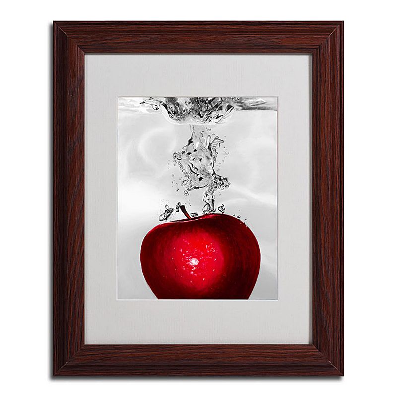 14 x 11 Red Apple Splash Framed Canvas Wall Art, Brown, 11X14