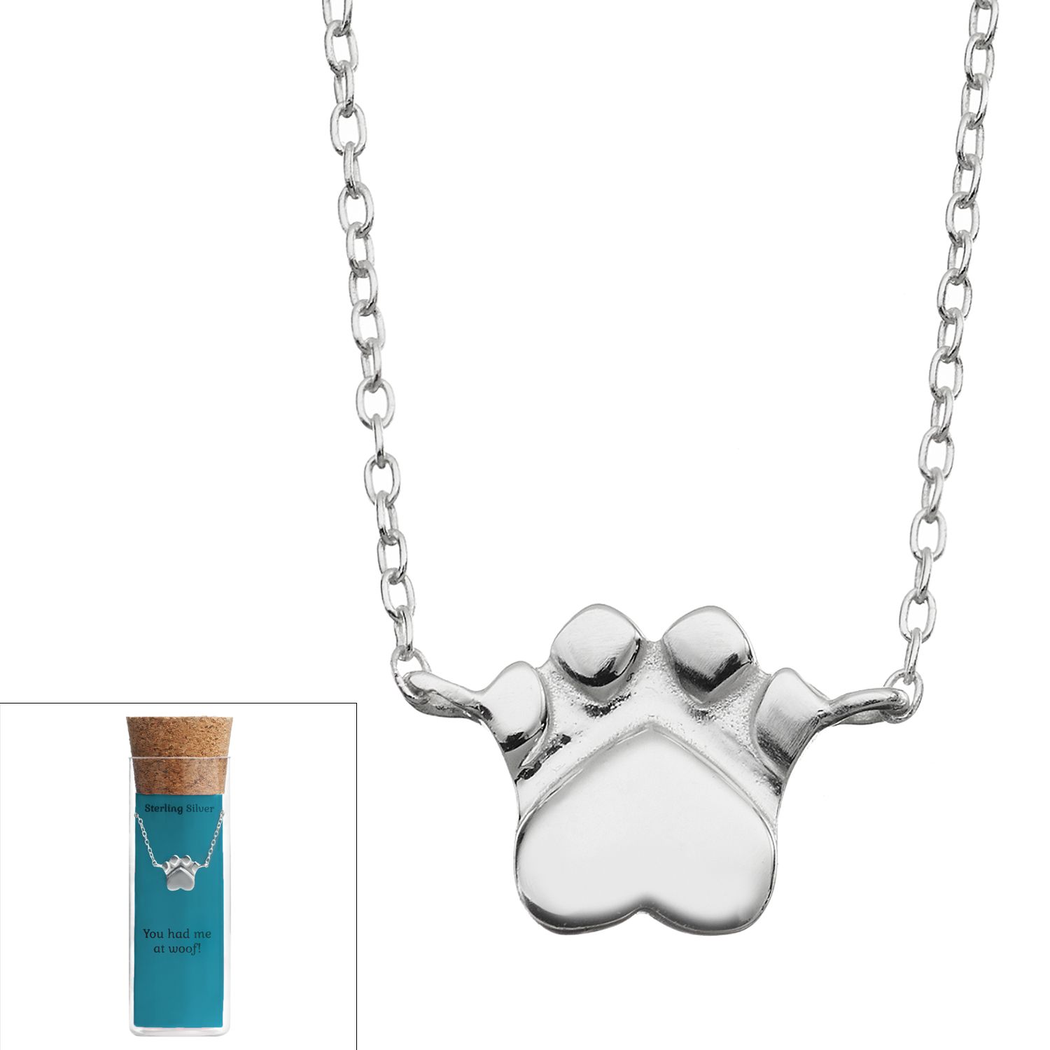 dog paw necklace silver