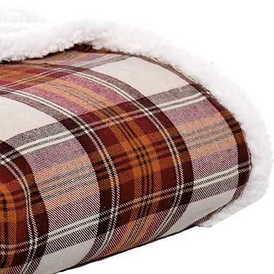 Eddie Bauer Edgewood Plaid Flannel & Sherpa Reversible Throw