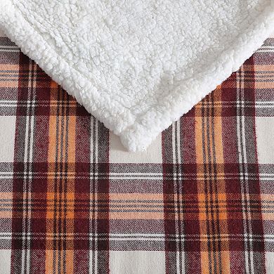 Eddie Bauer Edgewood Plaid Flannel & Sherpa Reversible Throw