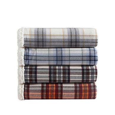 Eddie Bauer Edgewood Plaid Flannel & Sherpa Reversible Throw