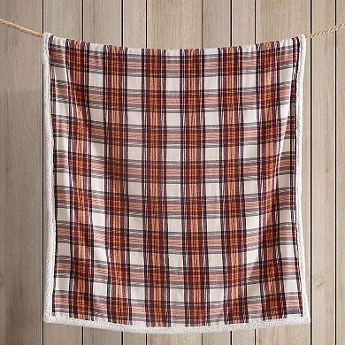 Eddie Bauer Edgewood Plaid Flannel & Sherpa Reversible Throw