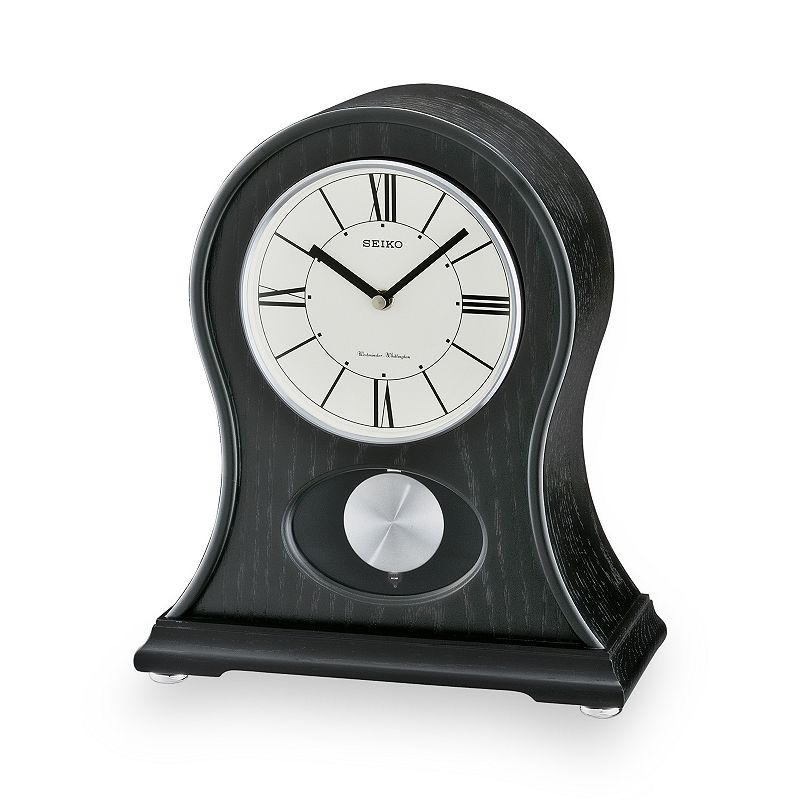 UPC 029665175755 product image for Seiko Wood Mantel Clock - QXQ027KLH, Black | upcitemdb.com