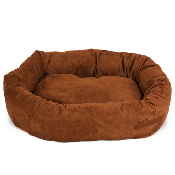 Majestic Pet Faux Suede Bagel Pet Bed for Dogs, Calming Dog Bed Washable, Medium, Rust