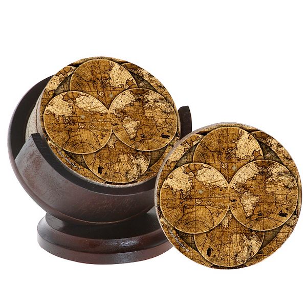 Thirstystone 4pc. World Map Coaster Set with Pedestal Holder
