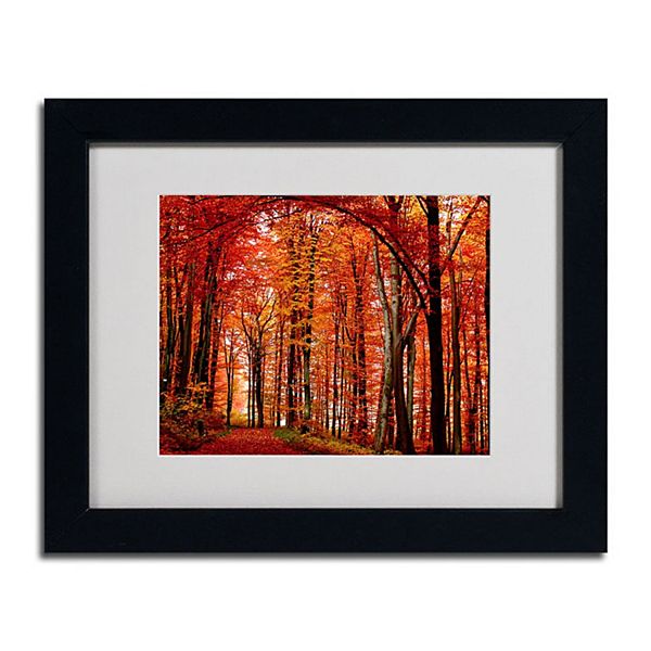 11'' x 14'' ''The Red Way'' Autumn Framed Canvas Wall Art