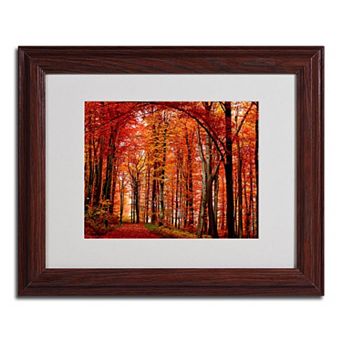 11'' x 14'' ''The Red Way'' Autumn Framed Canvas Wall Art