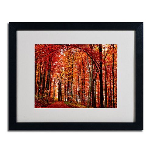 16'' x 20'' ''The Red Way'' Autumn Framed Canvas Wall Art