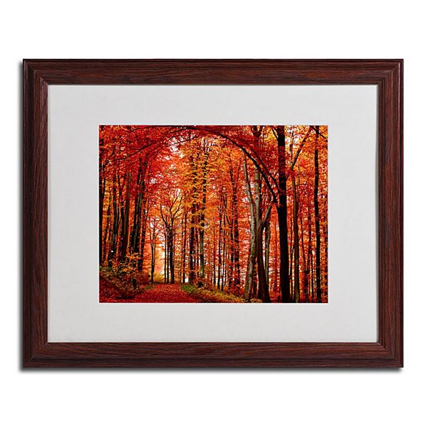 16'' x 20'' ''The Red Way'' Autumn Framed Canvas Wall Art