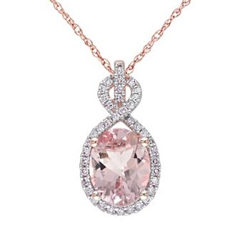 Stella Grace Morganite and 1/6 Carat T.W. Diamond 10k Rose Gold Pendant Necklace