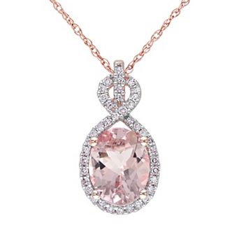 Stella Grace Morganite and 1/6 Carat T.W. Diamond 10k Rose Gold Pendant Necklace