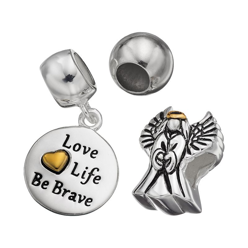 Individuality Beads Sterling Silver Two Tone Angel Bead & Love Life Di
