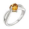 Citrine and Diamond Accent Sterling Silver Heart Bypass Ring