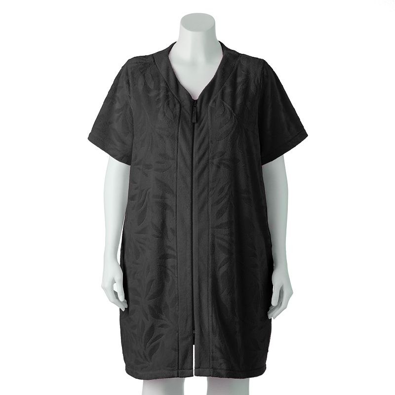 CROFT & BARROW EMBOSSED FRENCH TERRY ZIP ROBE - WOMEN'S PLUS SIZE, SIZE: