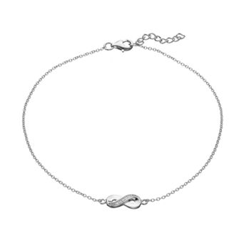 Sophie Miller Cubic Zirconia Sterling Silver Infinity Anklet