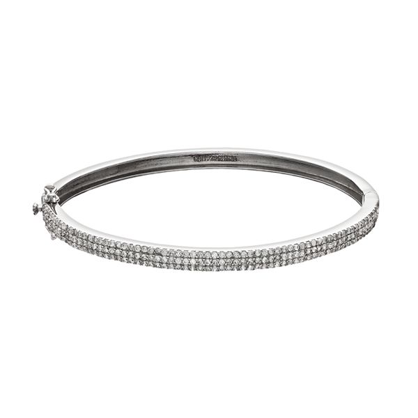 Sophie Miller Cubic Zirconia Sterling Silver Bangle Bracelet