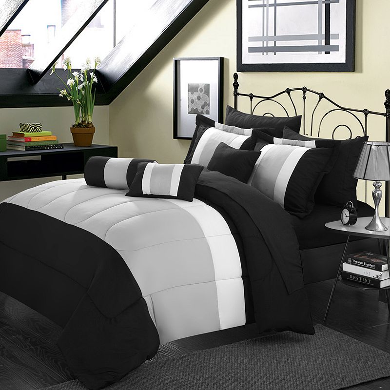 98331343 Chic Home Serenity Gray 10-pc. Bed Set, Black, Que sku 98331343