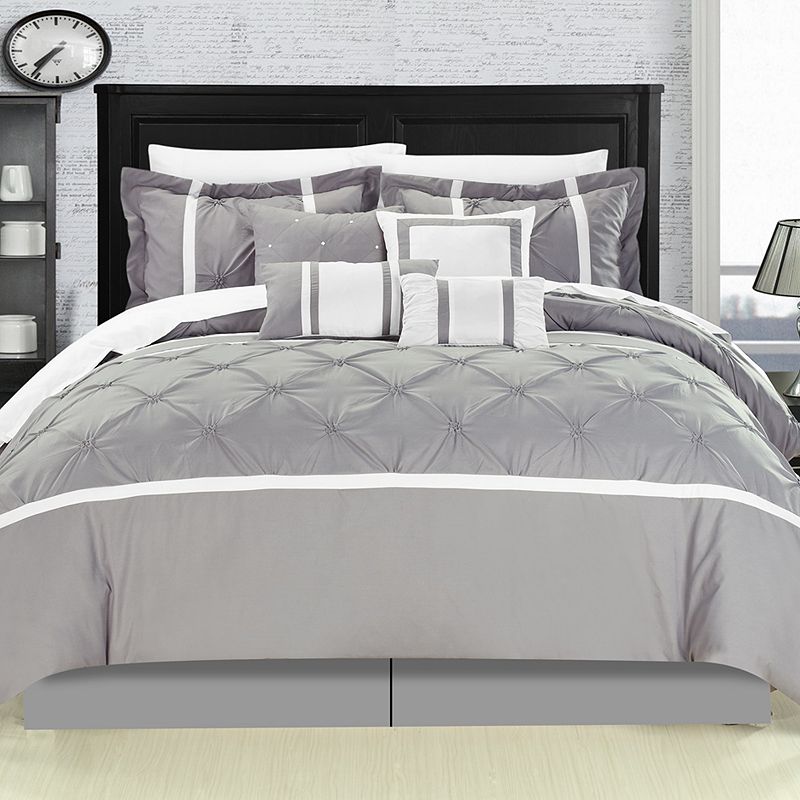 95462246 Chic Home Vermont 8-piece Comforter Set, Grey, Kin sku 95462246