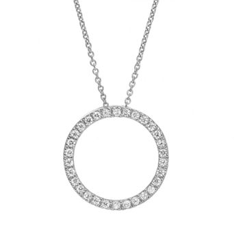 Sophie Miller Cubic Zirconia Sterling Silver Open Circle Pendant Necklace