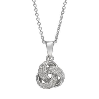 Sophie Miller Cubic Zirconia Sterling Silver Love Knot Pendant Necklace