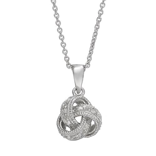 Sophie Miller Cubic Zirconia Sterling Silver Love Knot Pendant Necklace
