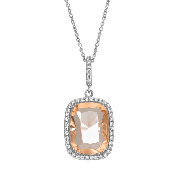 Sophie Miller Simulated Morganite & Cubic Zirconia Sterling Silver ...
