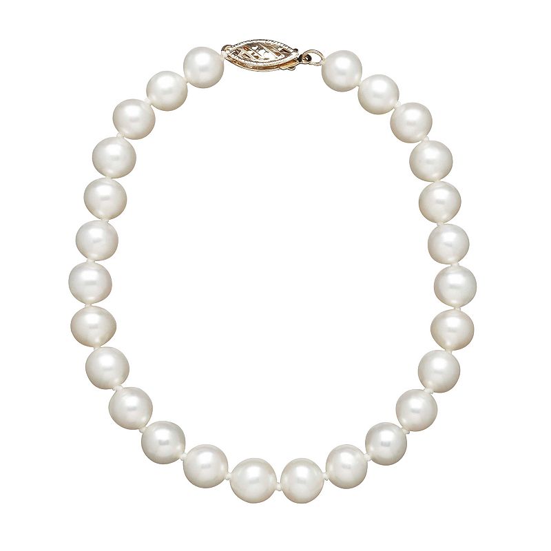 Freshwater by HONORA Freshwater Cultured Pearl 10k Gold Bracelet, Womens,