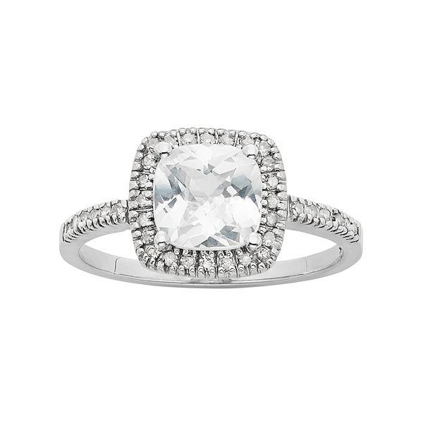 White sapphire cushion on sale cut halo ring