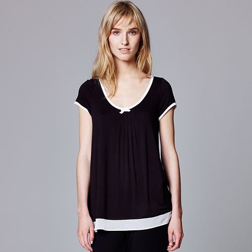 Women's Simply Vera Vera Wang Pajamas Basic Solid Luxury Pajama Top