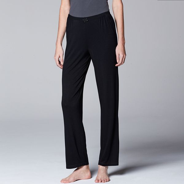 Simply Vera Wang Lounge Pant Women Sz M Black Active Yoga Pull On w/  Pockets