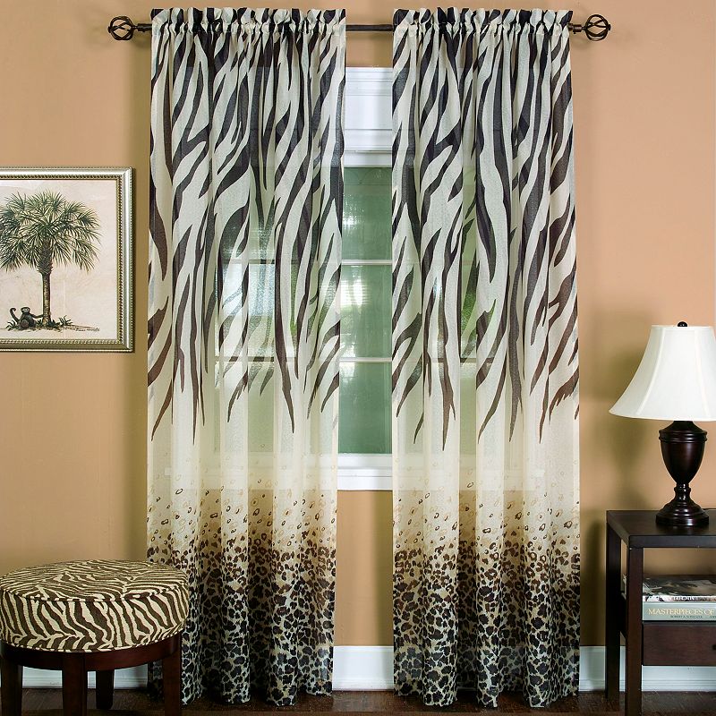 Kenya 1-Panel Sheer Window Curtain - 50 x 84, Brown, 50X84