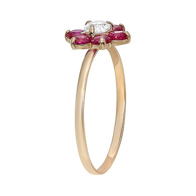 Junior Jewels Kids Cubic Zirconia 10k Gold Flower Ring