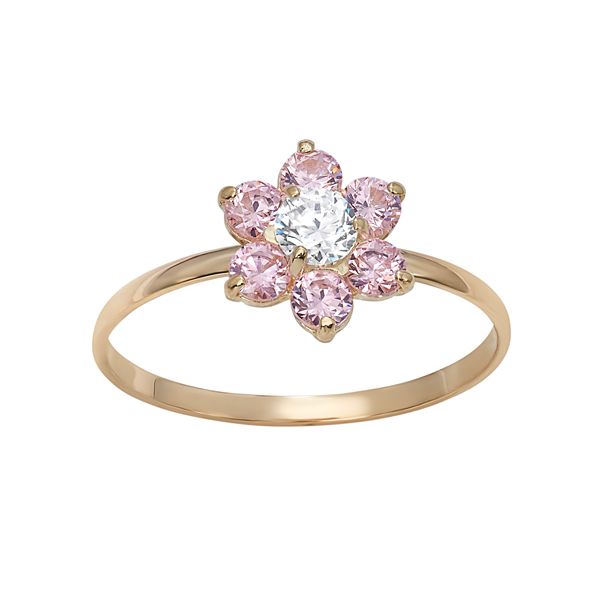 Junior Jewels Cubic Zirconia 10k Gold Flower Ring - Kids