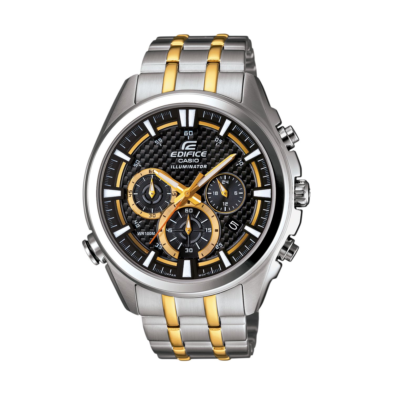 edifice casio silver tone chronograph watch