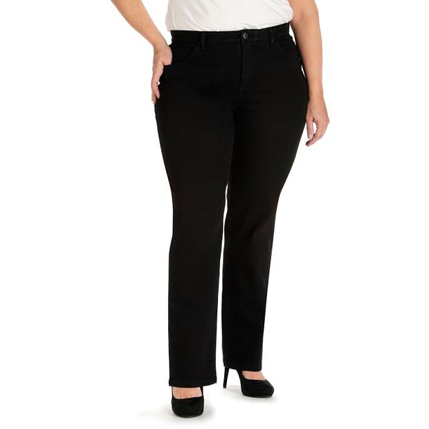 Plus Size Lee Comfort Waist Straight-Leg Black Wash Jeans