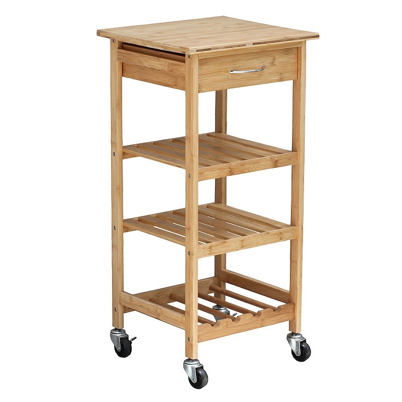 Oceanstar Bamboo Kitchen Trolley, Brown