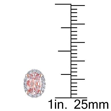 Stella Grace Morganite and 1/10 Carat T.W. Diamond 10k Rose Gold Oval Halo Stud Earrings