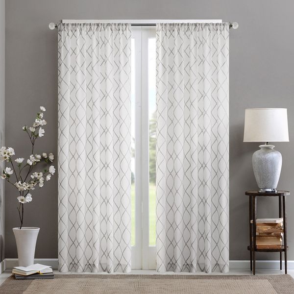 Madison Park 1-Panel Iris Diamond Sheer Window Curtain