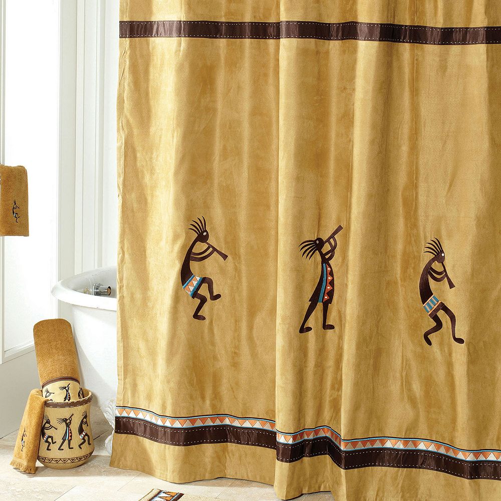 Avanti Kokopelli Fabric Shower Curtain, Kas Romana Fabric Shower Curtain