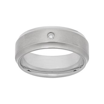 Jewelry Nation Diamond Accent Titanium Wedding Band - Men