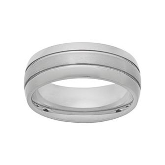 Jewelry Nation Titanium Striped Wedding Band - Men