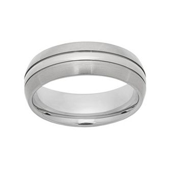 Jewelry Nation Titanium Striped Wedding Band - Men