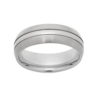 Jewelry Nation Titanium Striped Wedding Band - Men