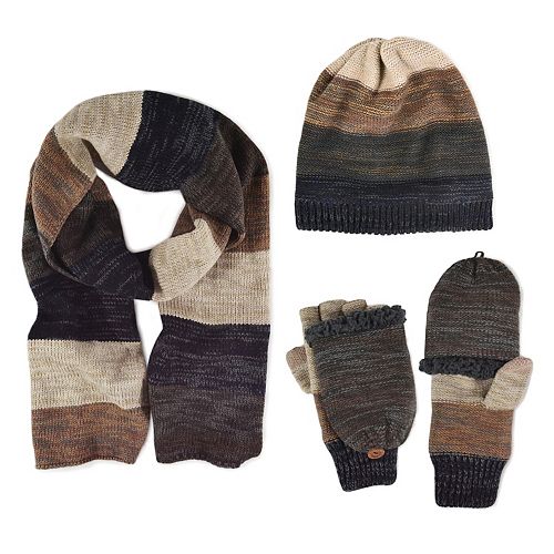 MUK LUKS Ombre Scarf, Beanie & Mittens  - Men