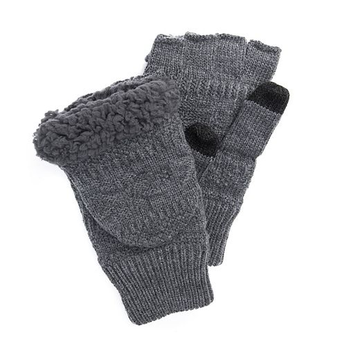 MUK LUKS Fairisle SherpaLined Convertible FlipTop Mittens Men