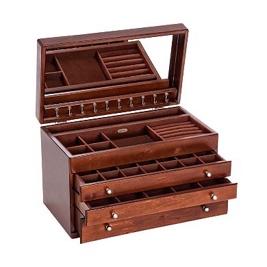 Mele and Co Hester Wood Jewelry Box in Antique Walnut