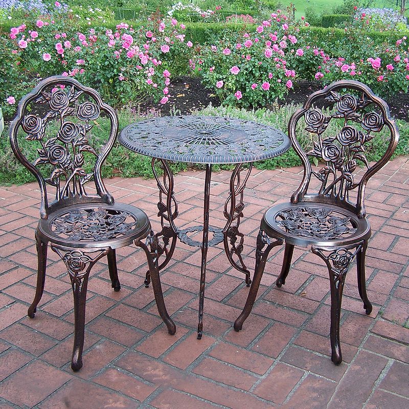 Rose Outdoor Bistro Table 3-piece Set, Brown